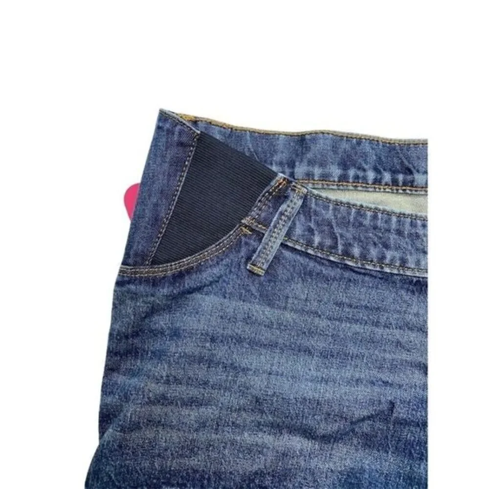 Maternity Side Panel Jean Shorts Women's 6 Small‎ Faded Blue Stretchy Denim NEW